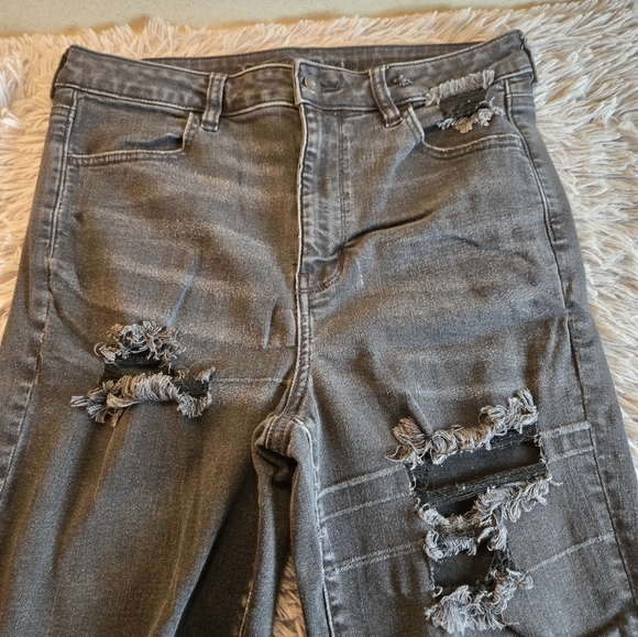 American Eagle Next Level Stretch Hi Rise Jeggings 12 R Black - Picture 6 of 16